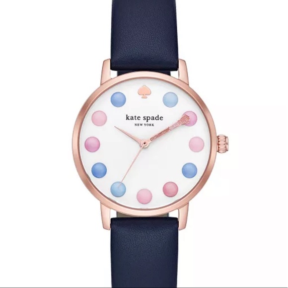 Women's Metro Three-Hand Make-Up Navy Leather Watch 34mm